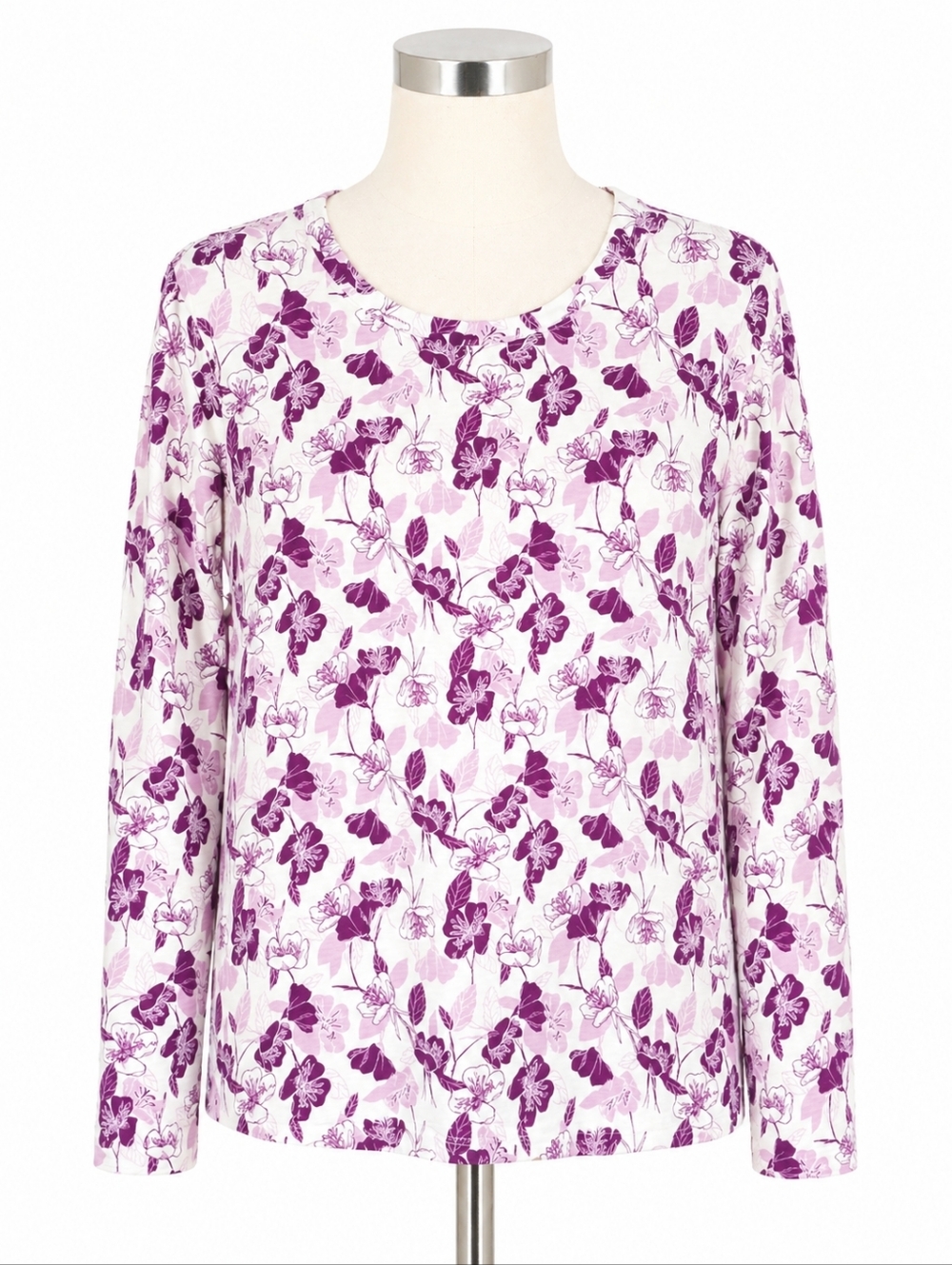 Duluth Trading Co. Women's Floral Long Sleeve Cotton Modal Tee M Casual Outdoor